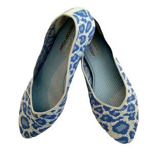 Skechers Cleo Claw Some Blue Leopard Print Stretch Ballet Flats - Size 9